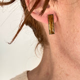 Gold Rectangle Bezel Stud