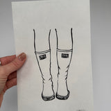 6x9 XtraTuf Wellies block print