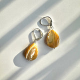 Mother of Pearl leaf beaded leverback