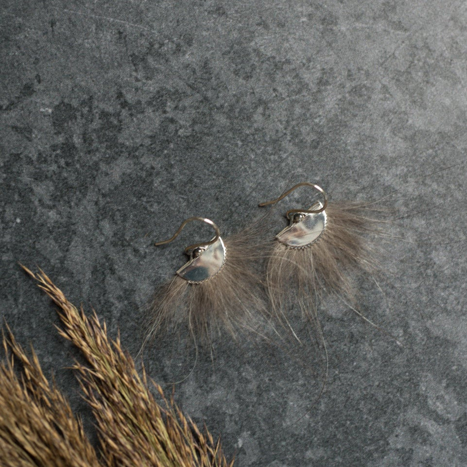 Wolf Silver Fan Earrings