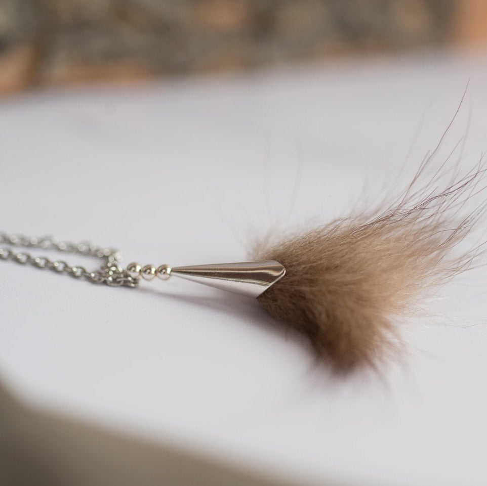 Wolf Silver Pom Necklace