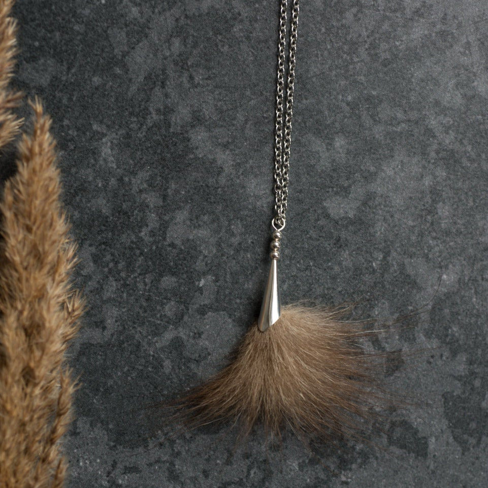 Wolf Silver Pom Necklace