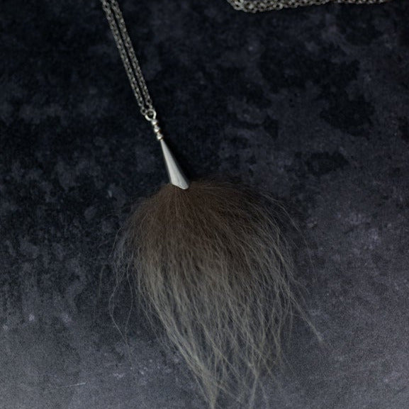 Wolf Silver Pom Necklace